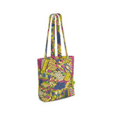 Suki Everyday Large Cotton Tote - Psychedelic Paisley Floral Print Pink Yellow Green Swirls Retro Flower Power Vibrant Bright Bold Vivid Fun Handmade Shopper Bag Bespoke Tangle